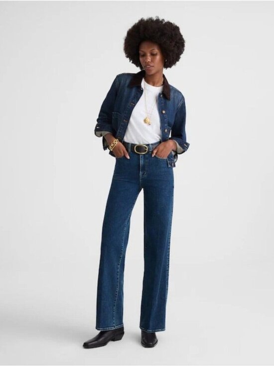 Madewell Denim - Madewell The Wide Leg Jean High Rise Denim Casual Minimalist Size 25 Dark Wash